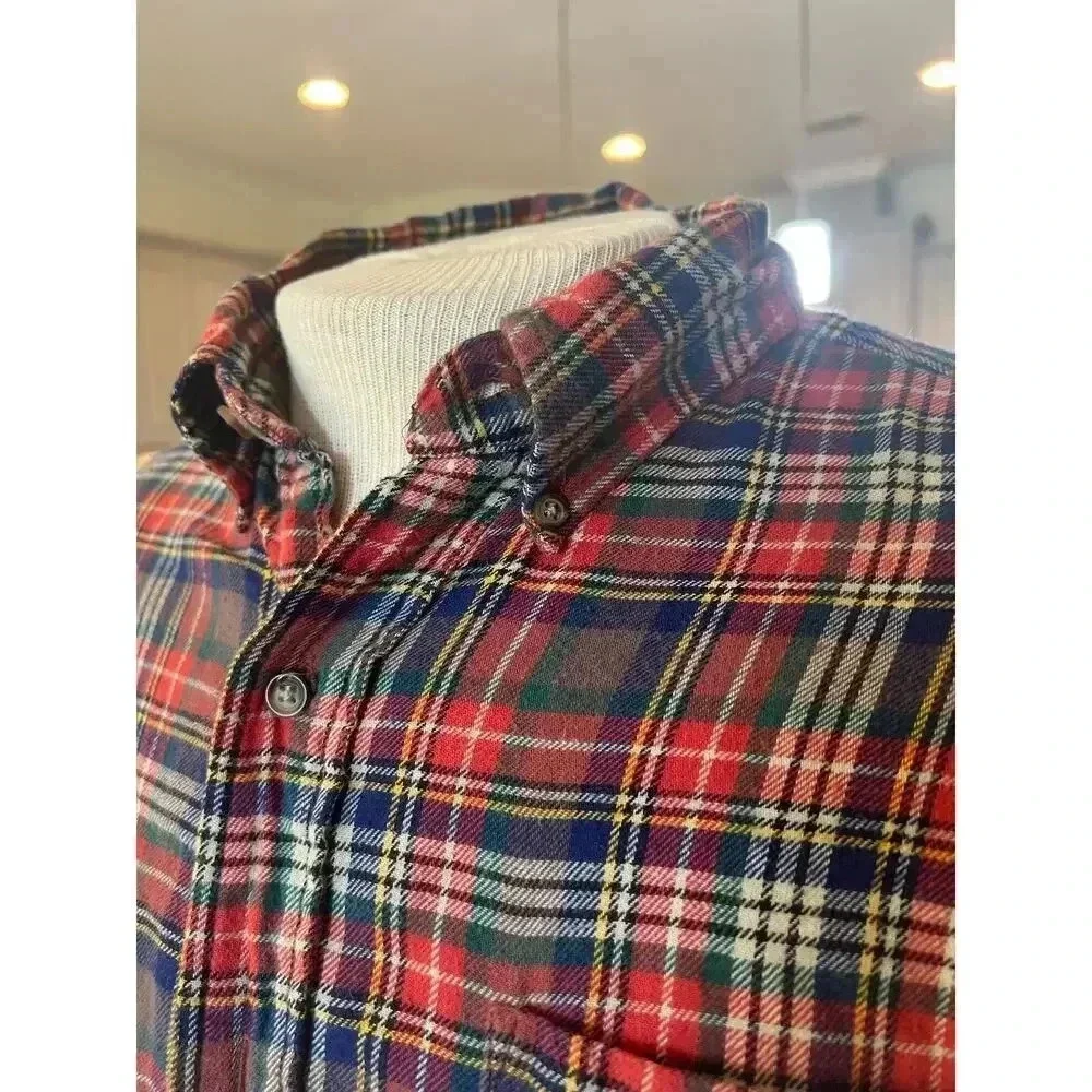 CHAPS 100% cotton flannel mens size medium red blue - Picture 3 of 5